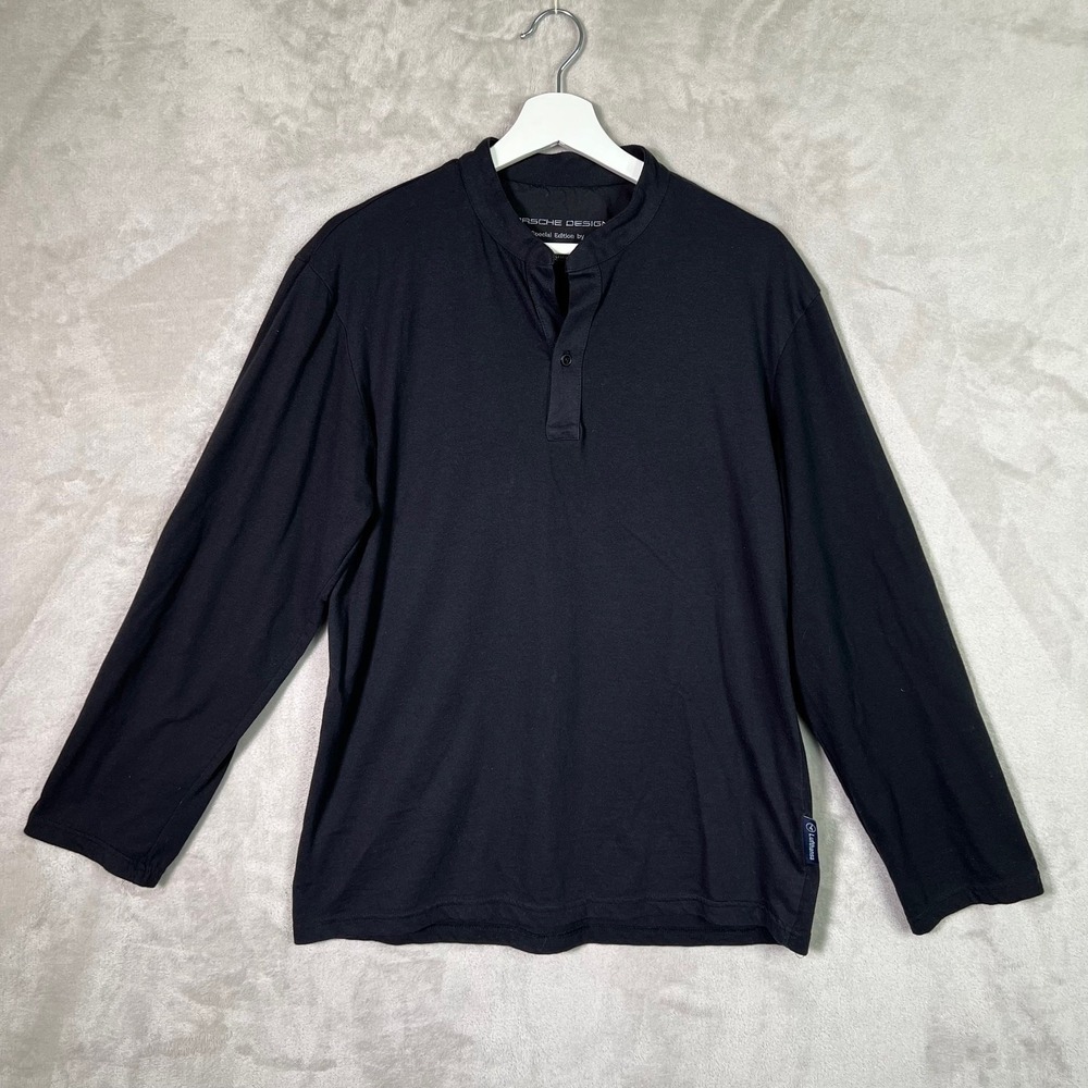 Porsche Design x Van Laack First Class Black Henley Shirt M Luxury Casual